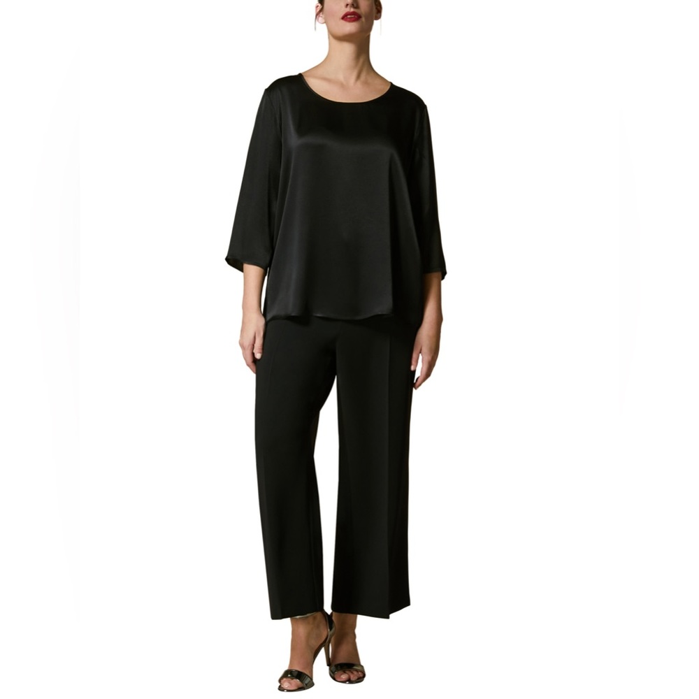 Marina Rinaldi Black Pinstripe Straight Leg Trouser Pant size 23 US 14
